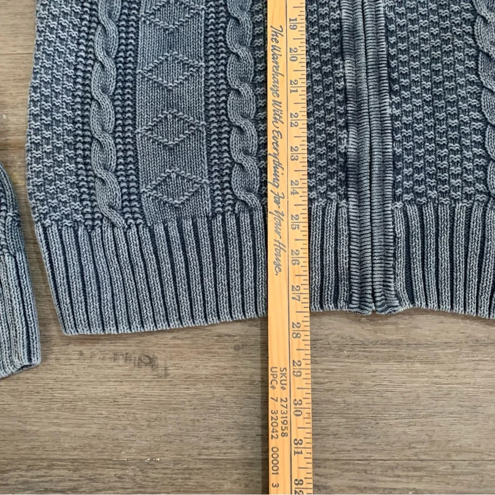 Carbon 2 Cobalt Cable Knit Zip Sweater Adult L Blue Gray Cotton Linen Stavanger - Picture 5 of 7